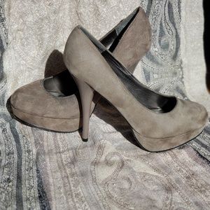 Grey suede pumps